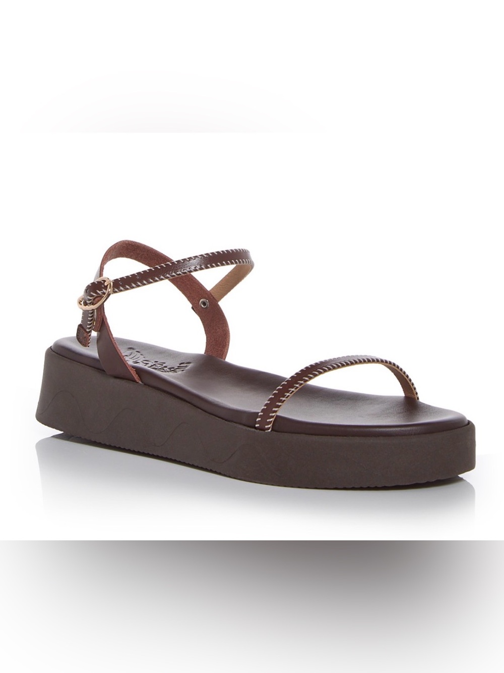 Ancient Greek Irida Stitch Leather Sandals Brown/Off White EU 37 / US 7